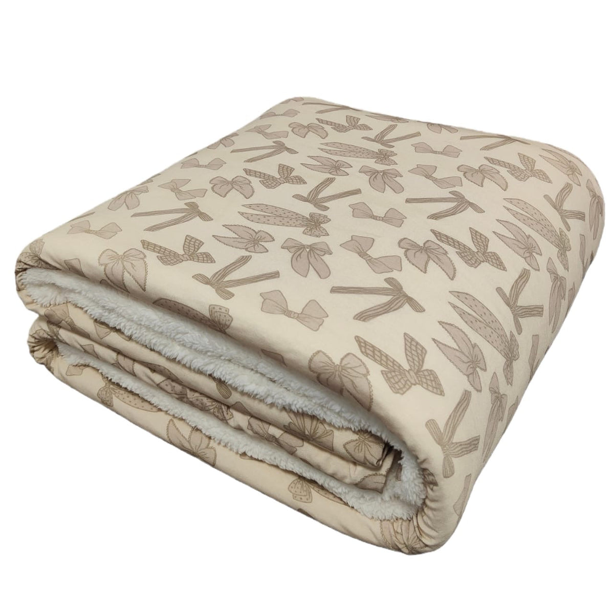 Neutral Bows Fuzzy Bamboo Blanket