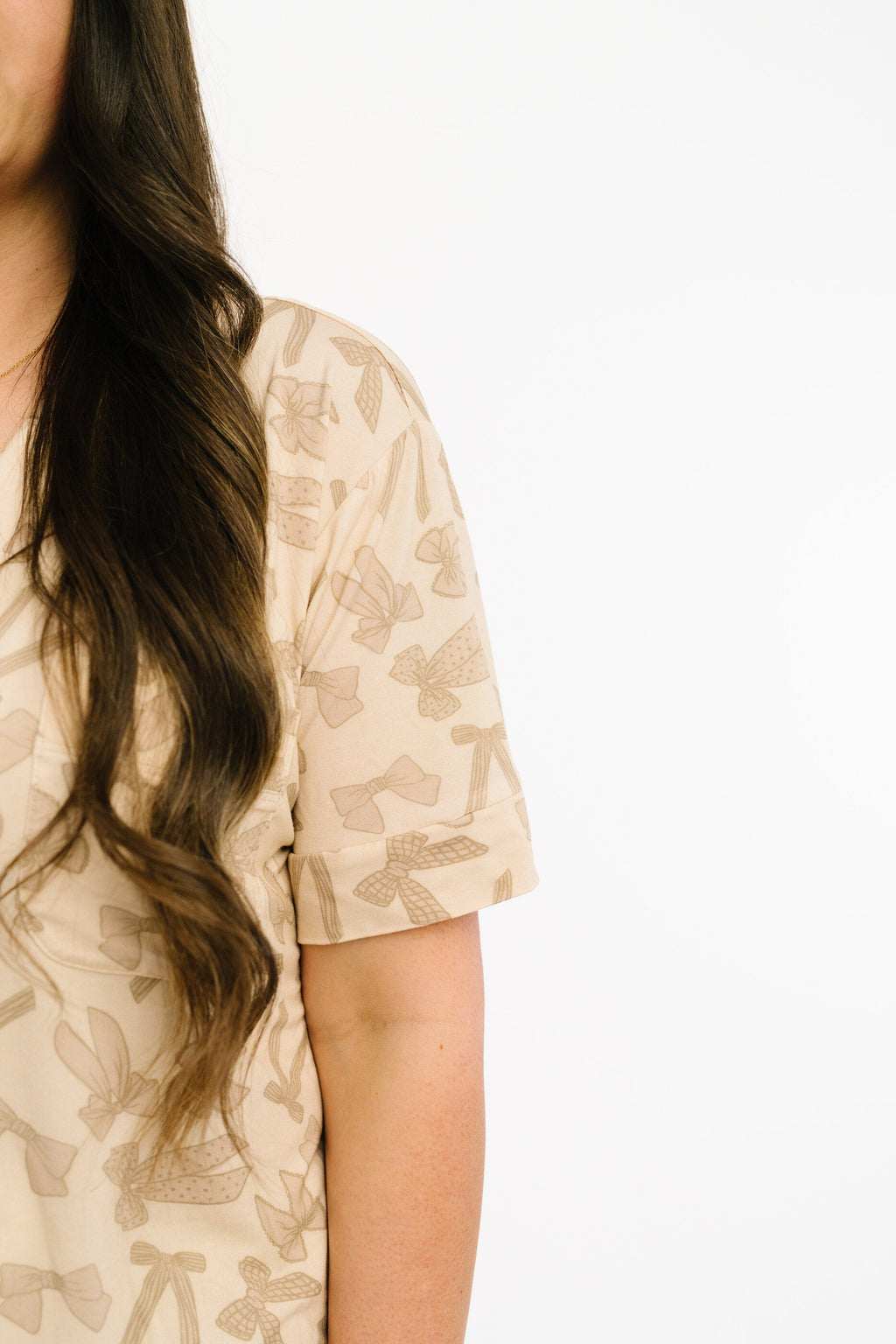 Neutral Bows Women's Short Bamboo Pajama Set