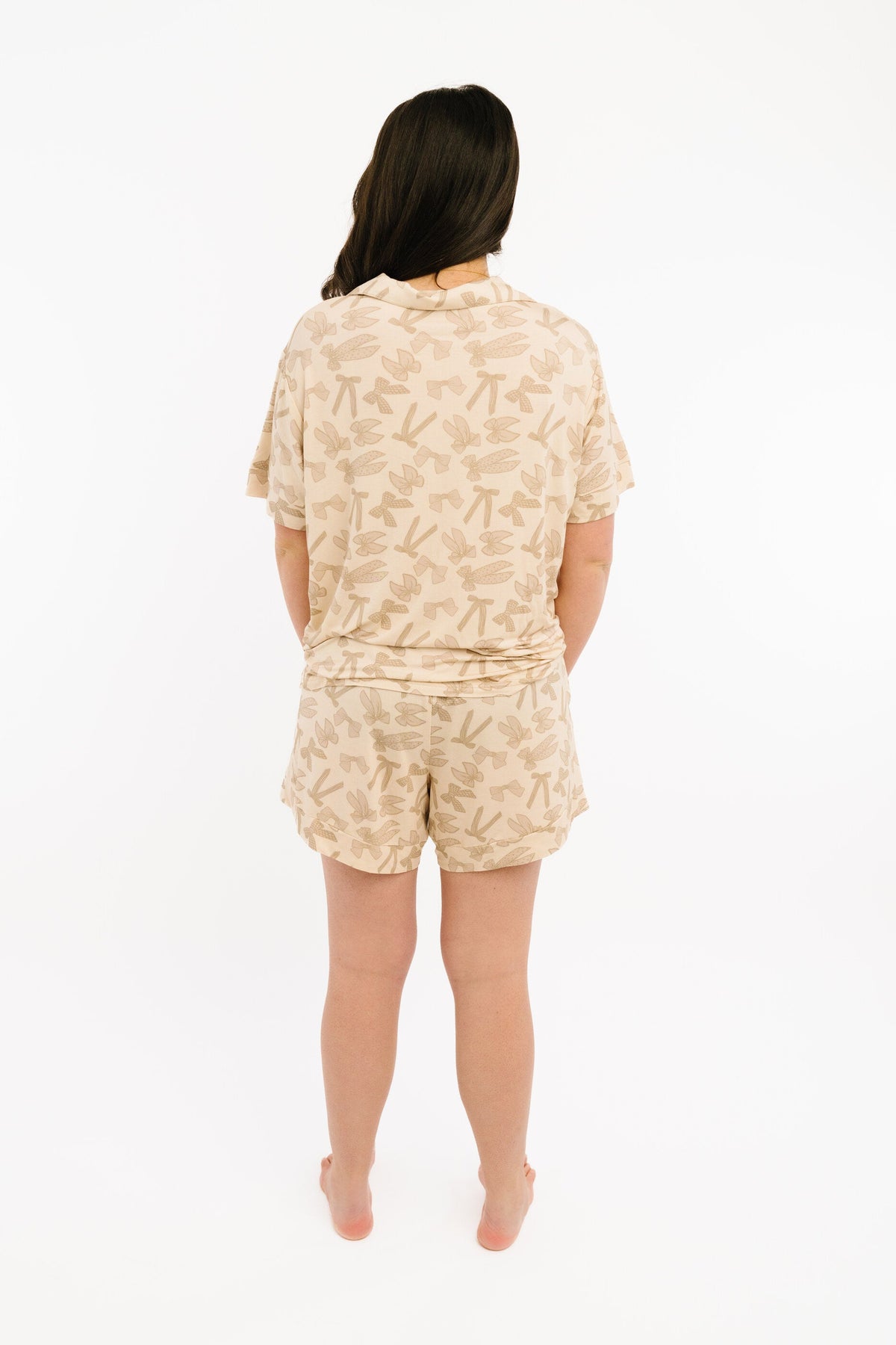 Neutral Bows Women's Short Bamboo Pajama Set