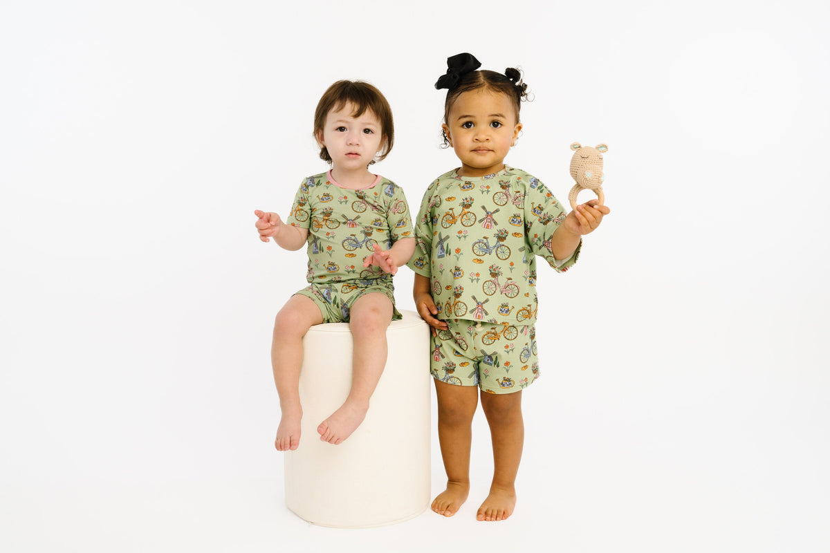 Bikes & Blooms Bamboo Shorts Set