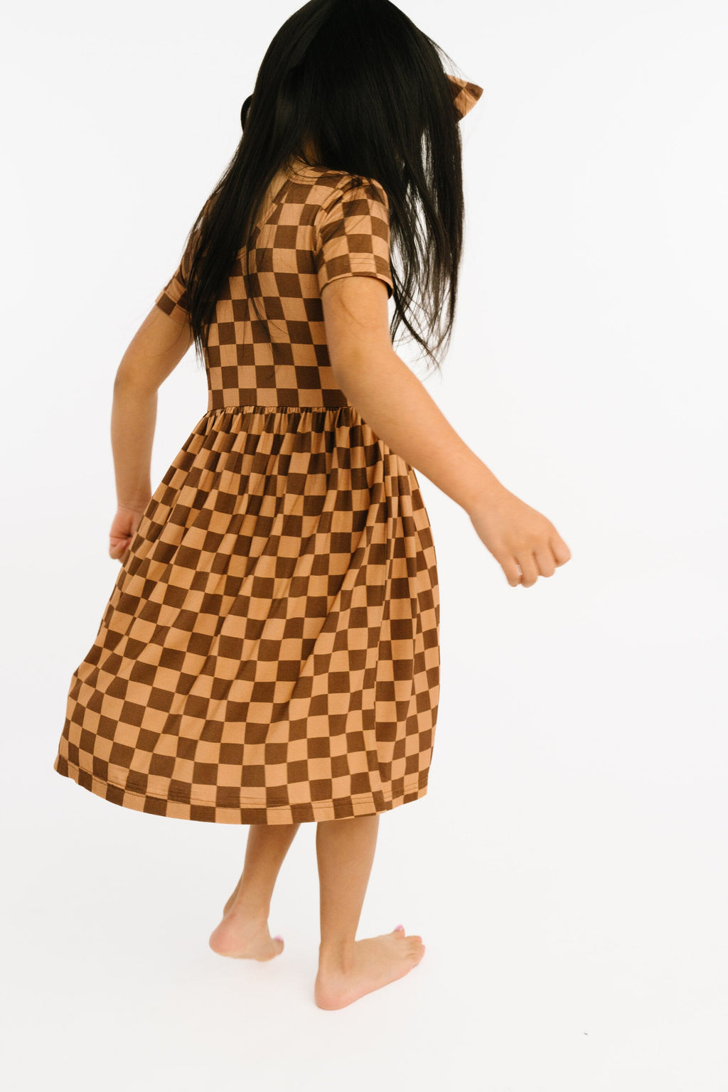 Espresso Checkered Short Sleeve Bamboo Dress