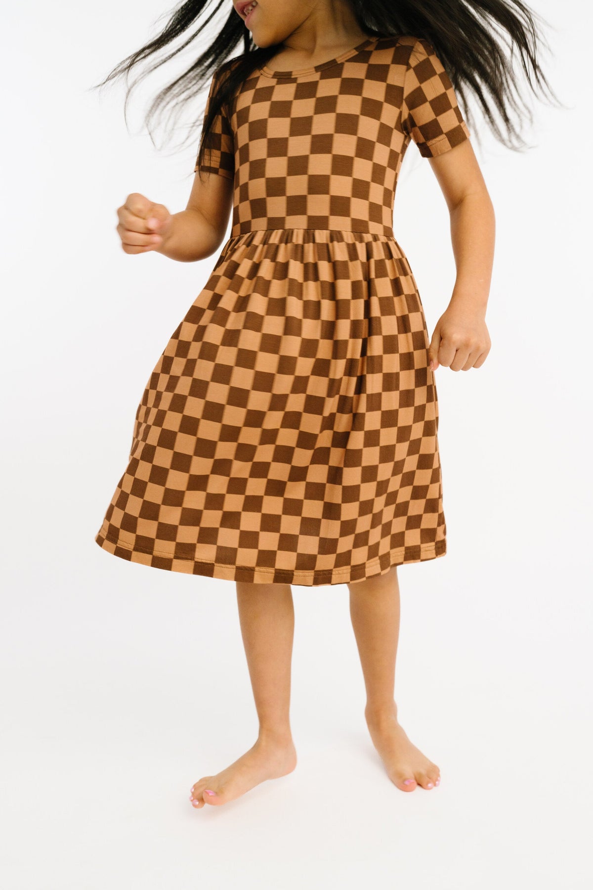 Espresso Checkered Short Sleeve Bamboo Dress