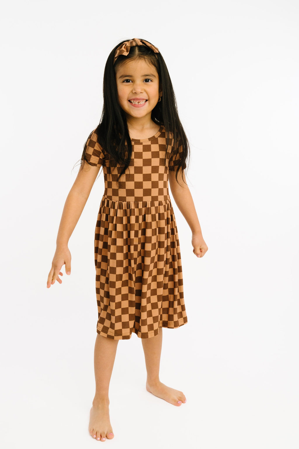 Espresso Checkered Short Sleeve Bamboo Dress