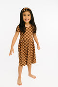 Espresso Checkered Short Sleeve Bamboo Dress