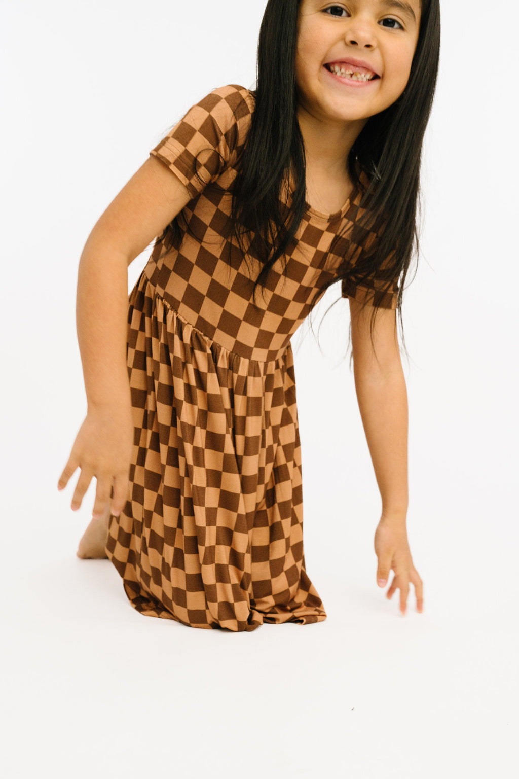 Espresso Checkered Short Sleeve Bamboo Dress
