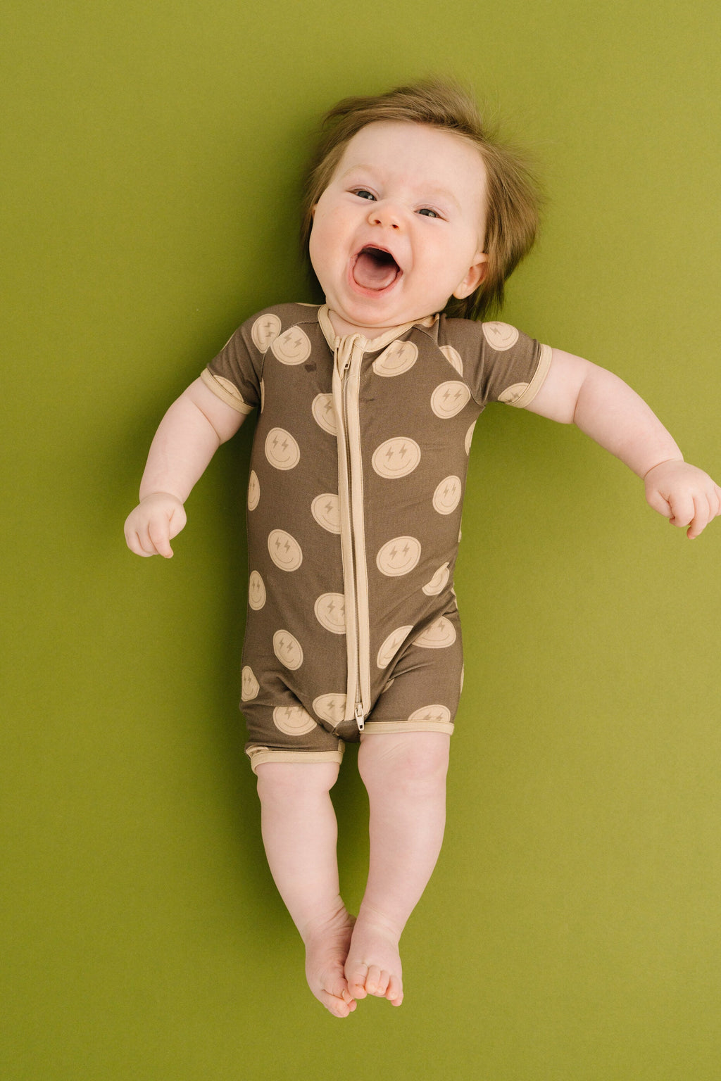 Neutral Smileys Bamboo Short Romper