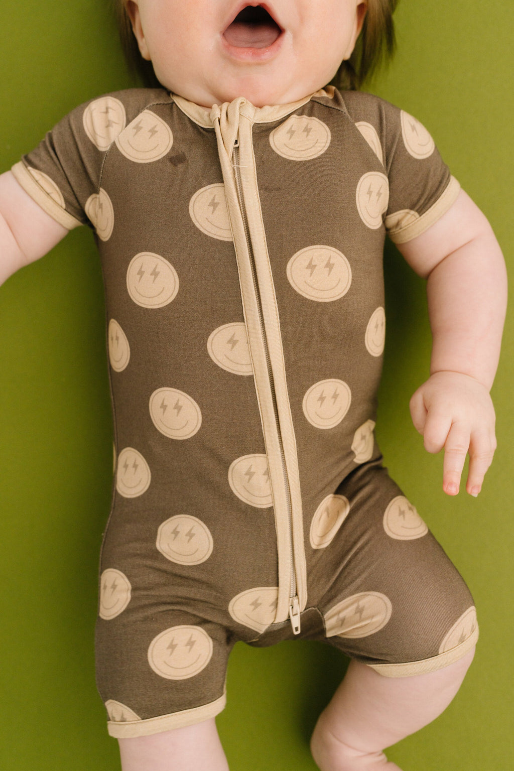 Neutral Smileys Bamboo Short Romper