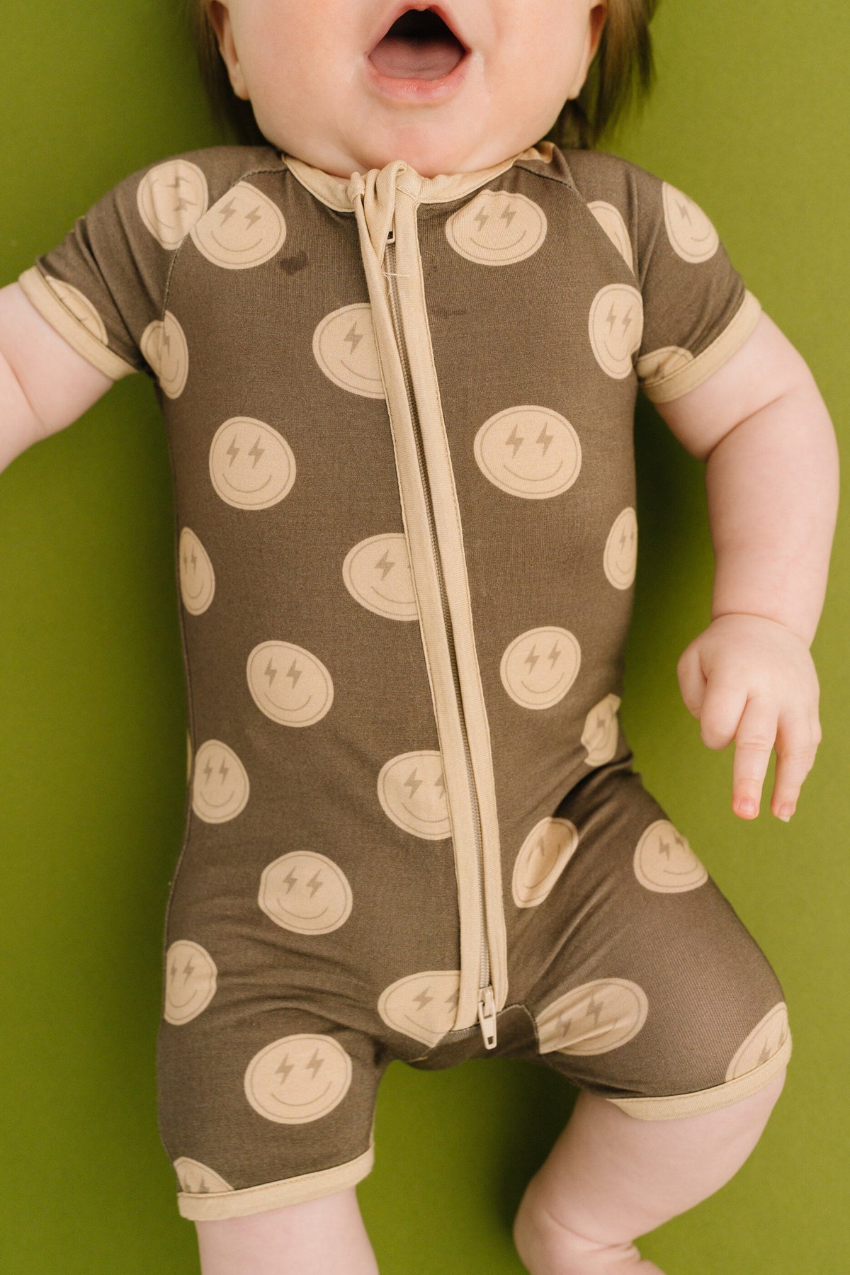 Neutral Smileys Bamboo Short Romper