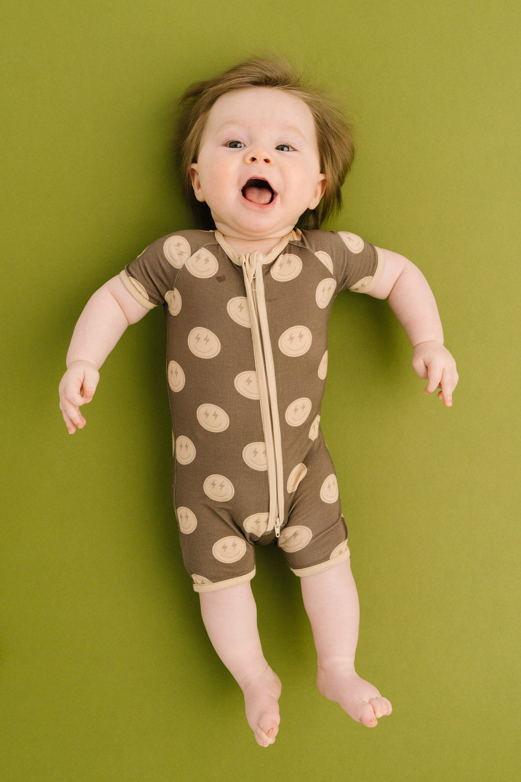 Neutral Smileys Bamboo Short Romper