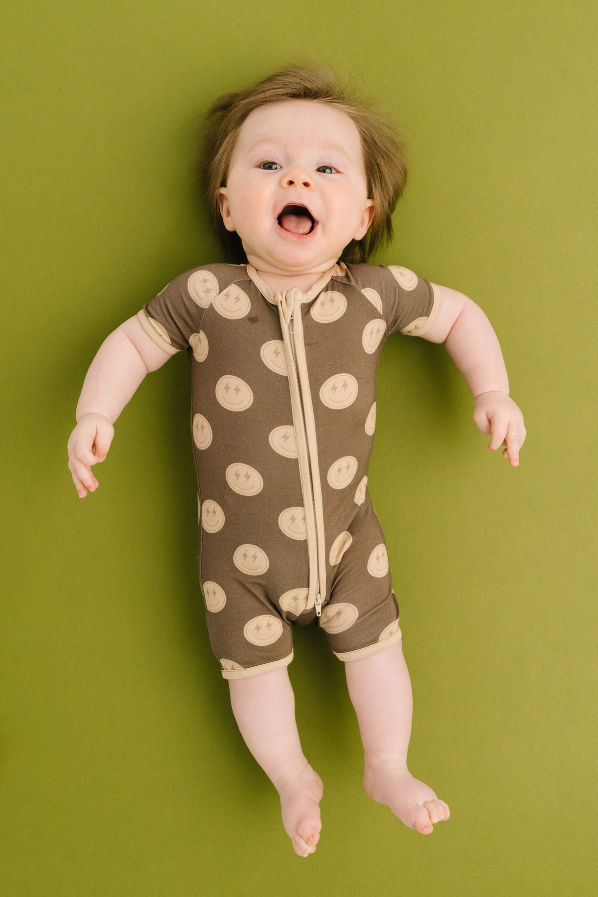 Neutral Smileys Bamboo Short Romper
